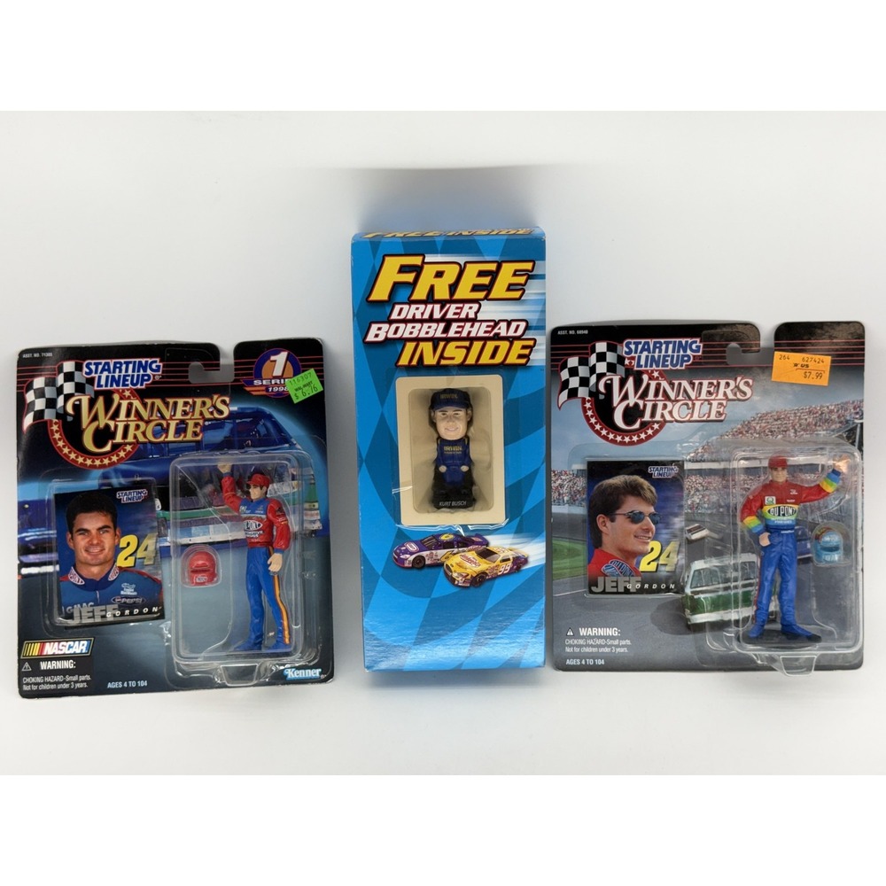 Lot of 3 Kenner Jeff Gordon NASCAR Action Figures Multicolor Plastic Figurines
